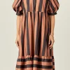 ENGLISH FACTORY Tops*- Bold Stripe Dress CAMEL/BLACK