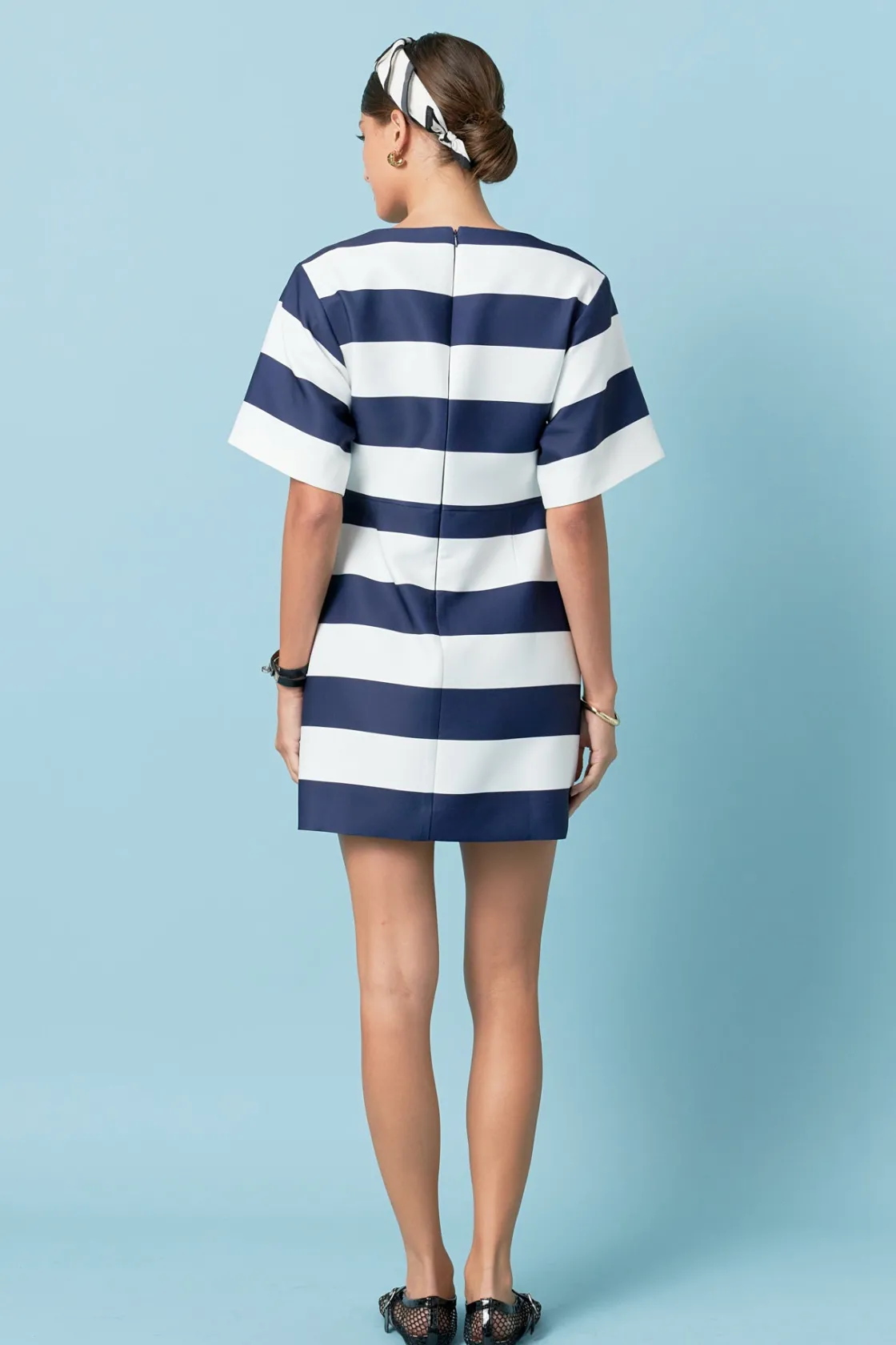 english_factory__bold_str_2-1.webp ENGLISH FACTORY Tops*- Bold Stripe Mini Dress OFFWHITE/NAVY