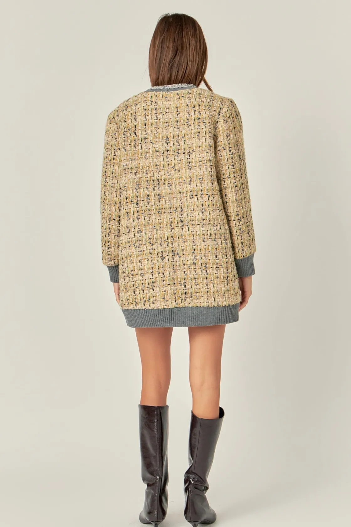english_factory__boucle_c_2.webp ENGLISH FACTORY Tops*- Boucle Coat With Trim BEIGE/DARKGREY