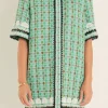 ENGLISH FACTORY Tops*- Boucle Mini Shirt Dress With Ric Rac Trim MINT