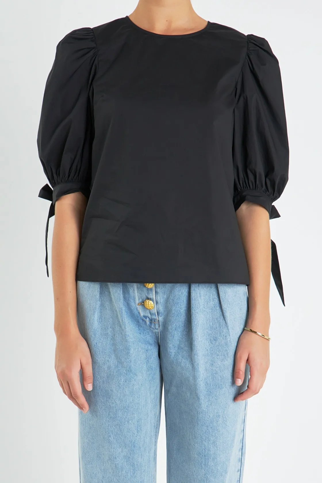 english_factory__bow_band_10.webp ENGLISH FACTORY Tops*- Bow Banded Puff Sleeve Blouse