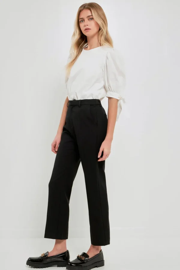 ENGLISH FACTORY Tops*- Bow Banded Puff Sleeve Blouse