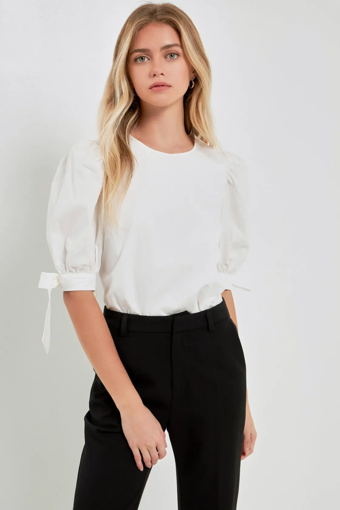 english_factory__bow_band_18.webp ENGLISH FACTORY Tops*- Bow Banded Puff Sleeve Blouse
