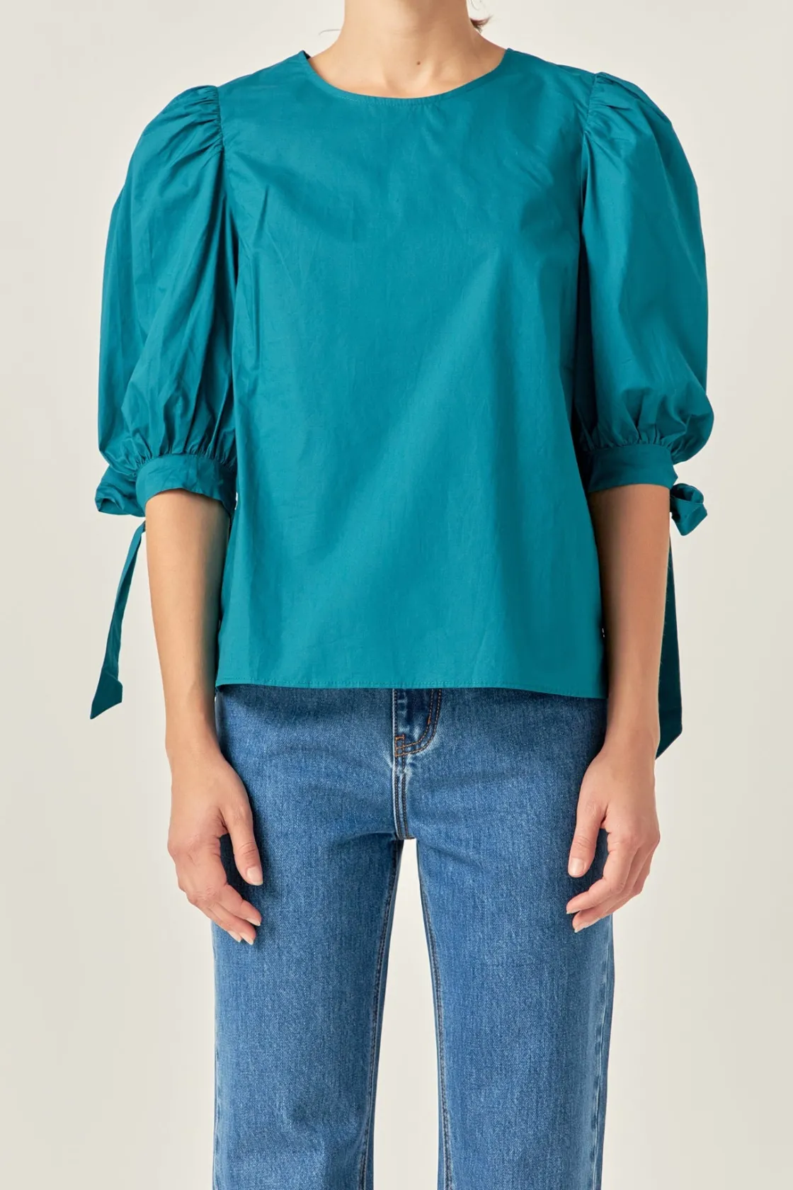english_factory__bow_band_5.webp ENGLISH FACTORY Tops*- Bow Banded Puff Sleeve Blouse