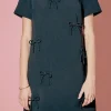 ENGLISH FACTORY Tops*- Bow Detailed Mini Dress BLACK