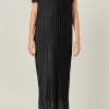 ENGLISH FACTORY Tops*- Bow Detailed Pleated Maxi Dress BLACK