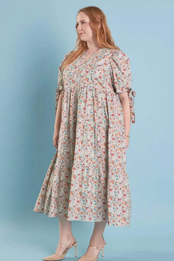 ENGLISH FACTORY Tops*- Bow Detailed Midi Dress CREAMMULTI