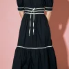 ENGLISH FACTORY Tops*- Bow Midi Dress BLACK