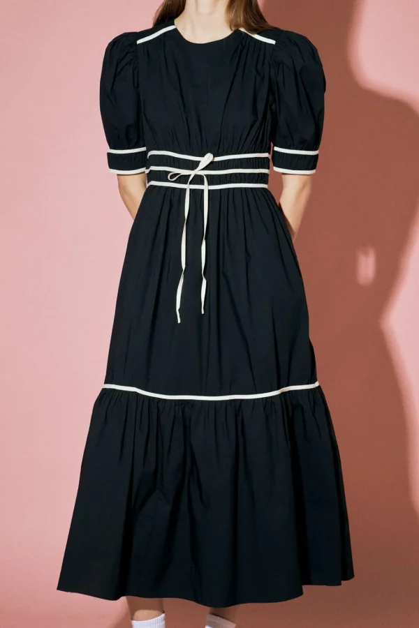 ENGLISH FACTORY Tops*- Bow Midi Dress BLACK