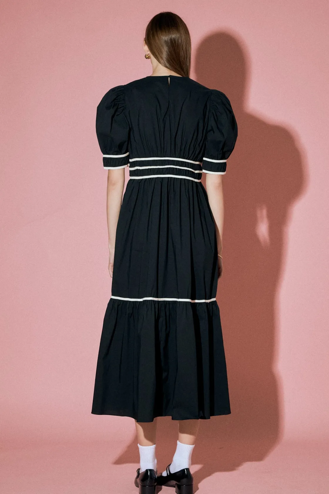 english_factory__bow_midi_2.webp ENGLISH FACTORY Tops*- Bow Midi Dress BLACK