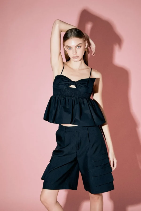 ENGLISH FACTORY Tops*- Bow Peplum Top