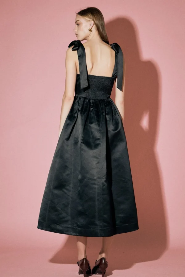 ENGLISH FACTORY Tops*- Bow Pointed Midi Dress BLACK