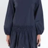 ENGLISH FACTORY Tops*- Bubble Hem Dress NAVY
