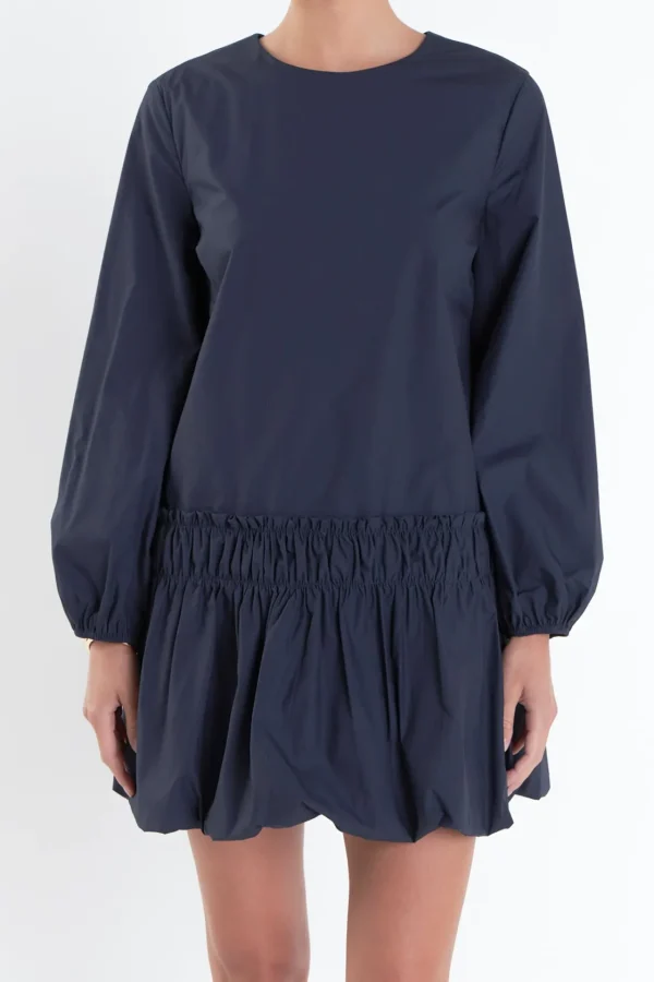 ENGLISH FACTORY Tops*- Bubble Hem Dress NAVY