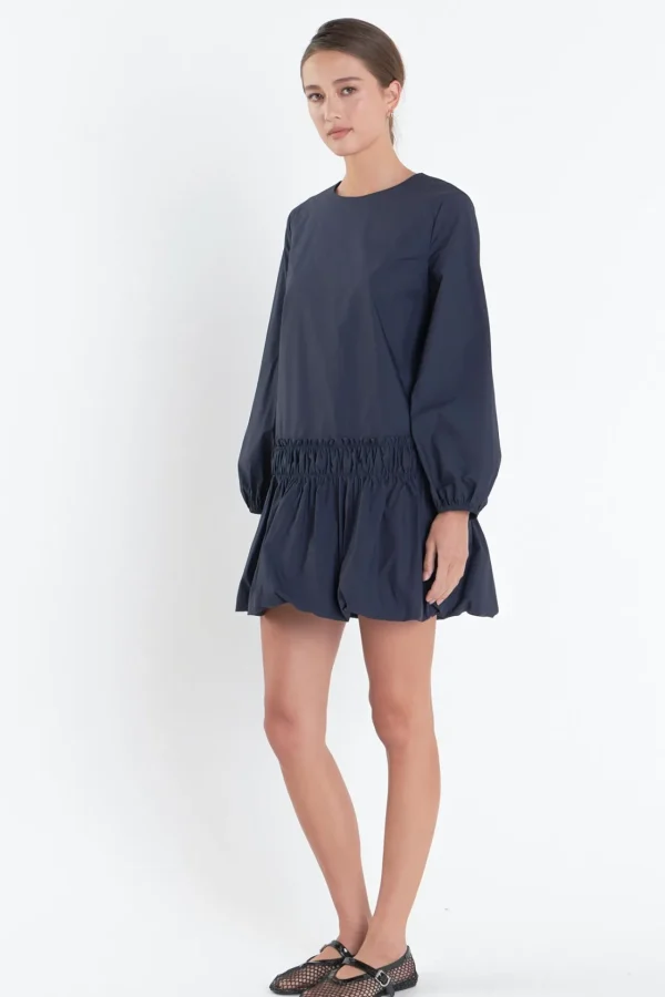 ENGLISH FACTORY Tops*- Bubble Hem Dress NAVY