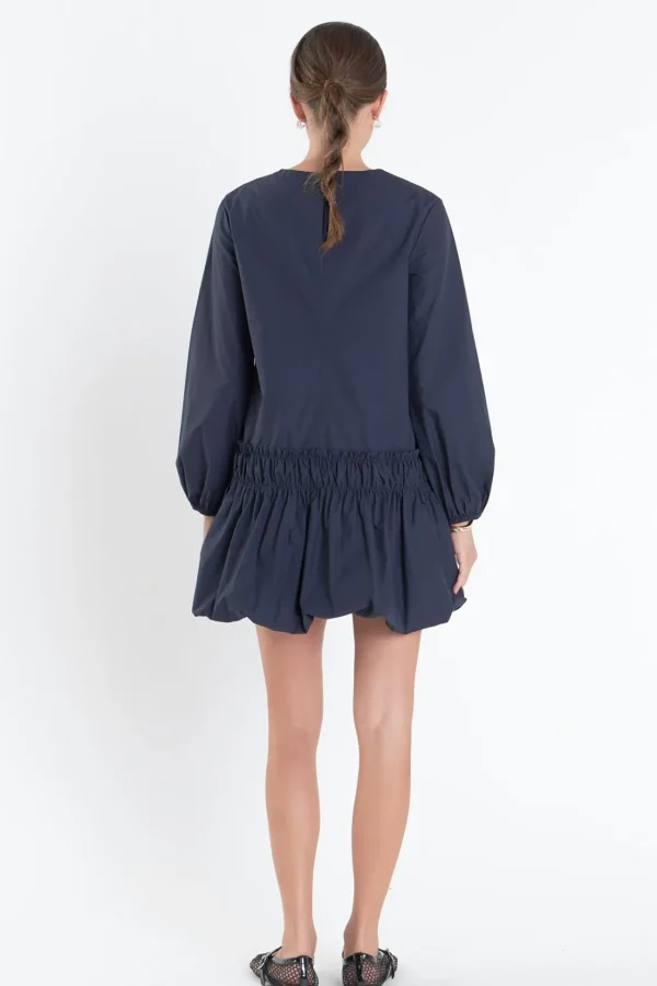 ENGLISH FACTORY Tops*- Bubble Hem Dress NAVY