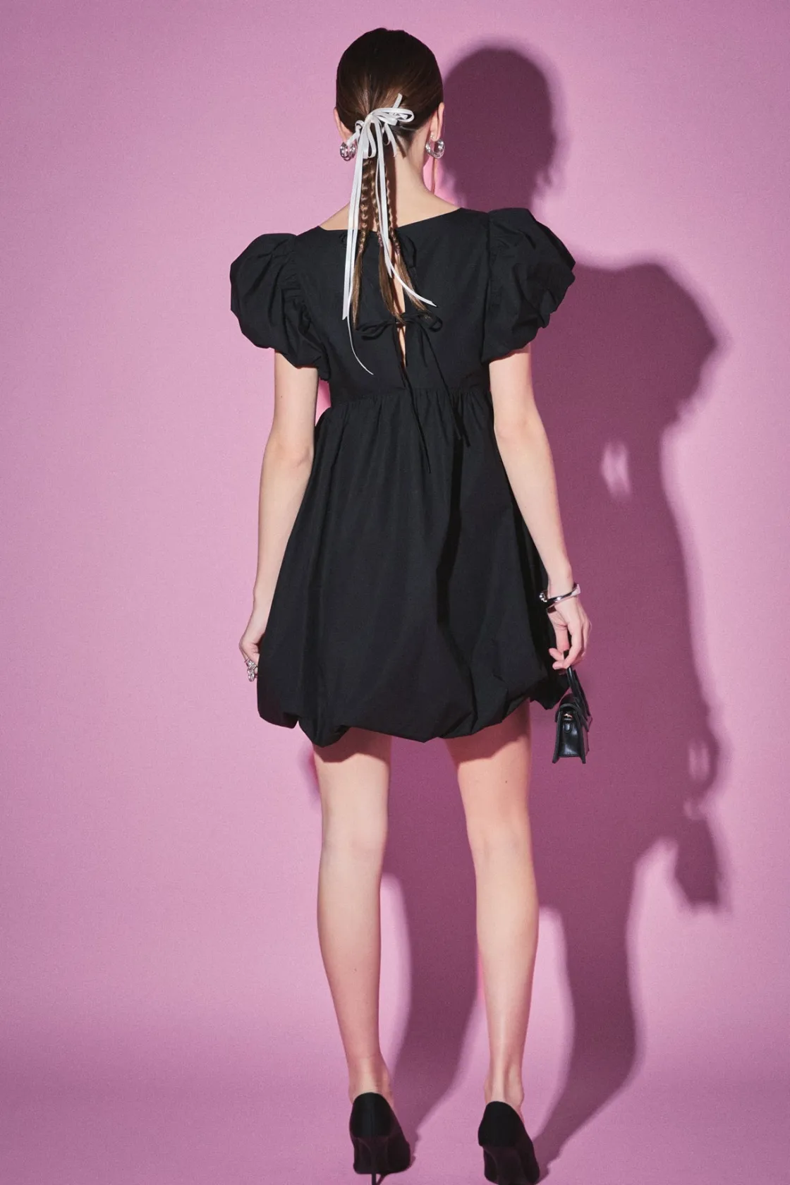 english_factory__bubble_s_2.webp ENGLISH FACTORY Tops*- Bubble Scoop Neck Dress BLACK