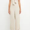 ENGLISH FACTORY Tops | One Pieces*- Bustier Front Tie Jumpsuit TAN