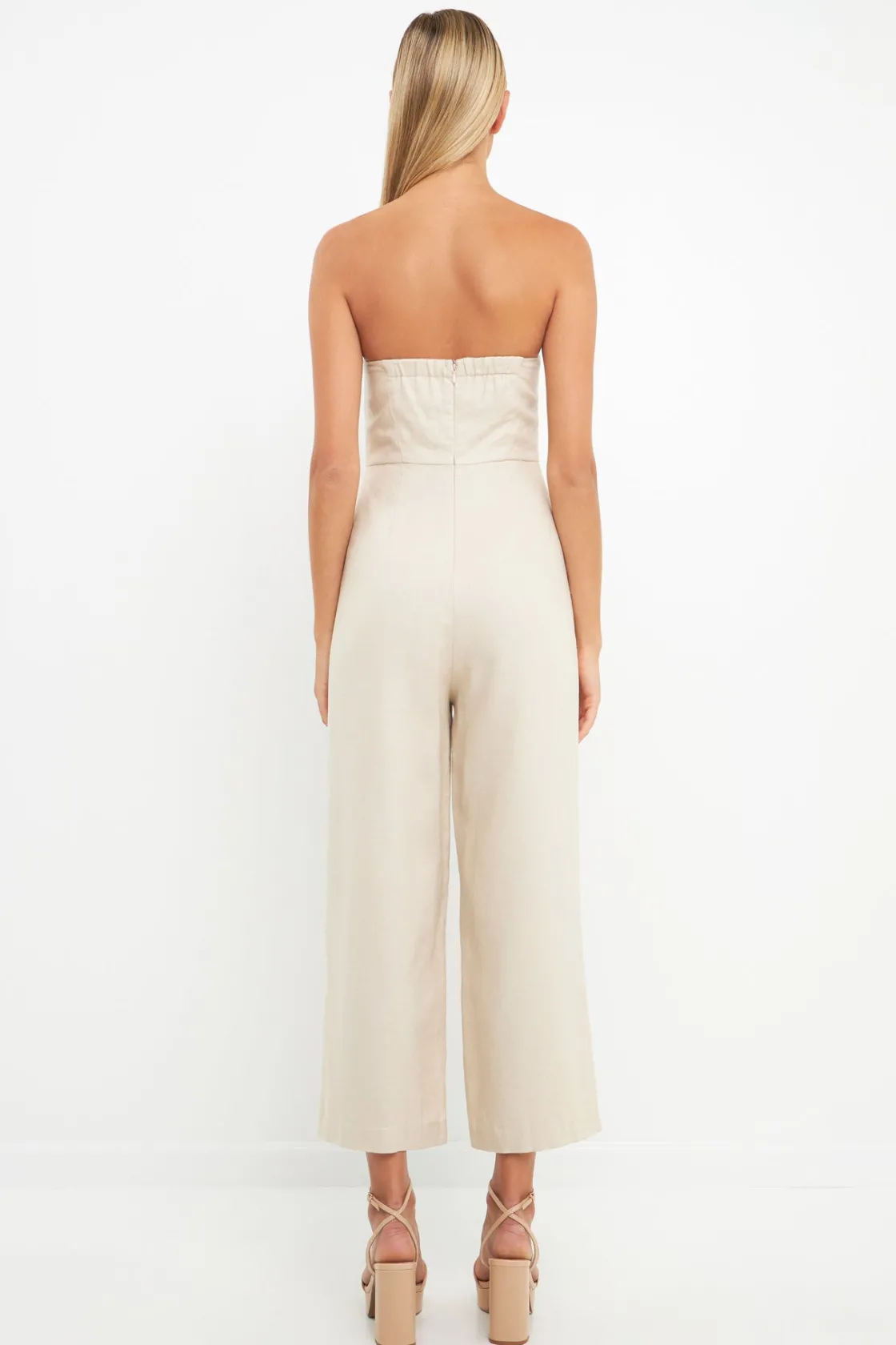 english_factory__bustier__2.webp ENGLISH FACTORY Tops | One Pieces*- Bustier Front Tie Jumpsuit TAN