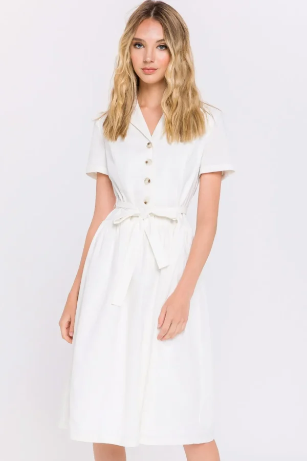 ENGLISH FACTORY Tops*- Button Down Day Dress WHITE