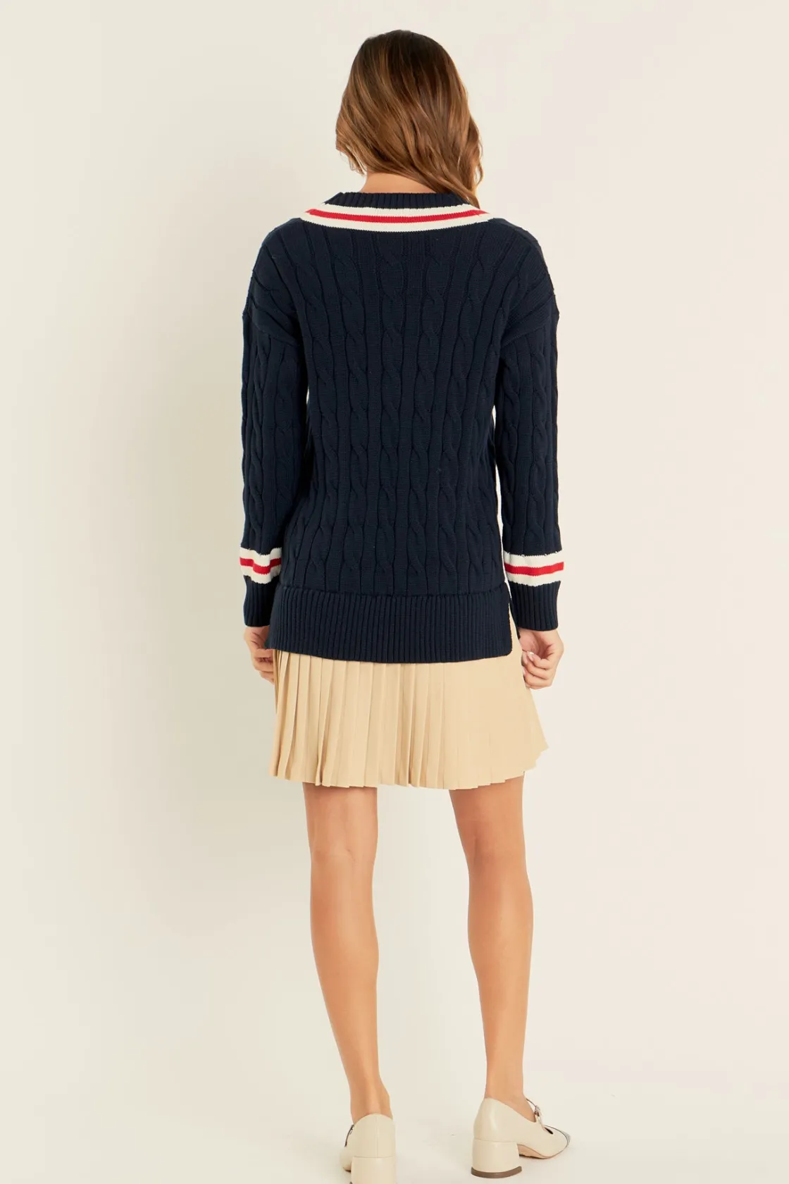english_factory__cable_kn_2.webp ENGLISH FACTORY Tops*- Cable Knit Pleated Sweater Dress