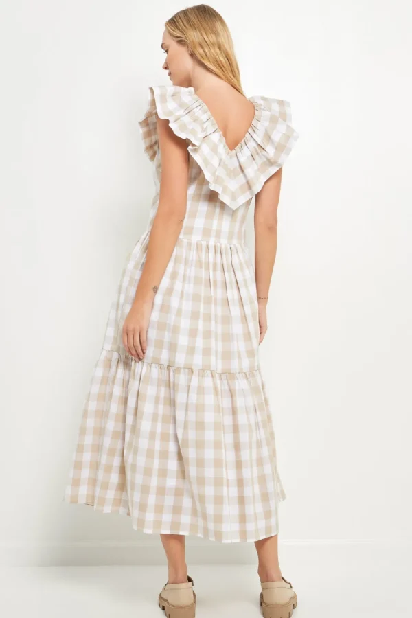 ENGLISH FACTORY Tops*- Check Midi Dress BEIGE