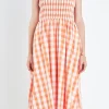 ENGLISH FACTORY Tops*- Check Print Smocked Dress