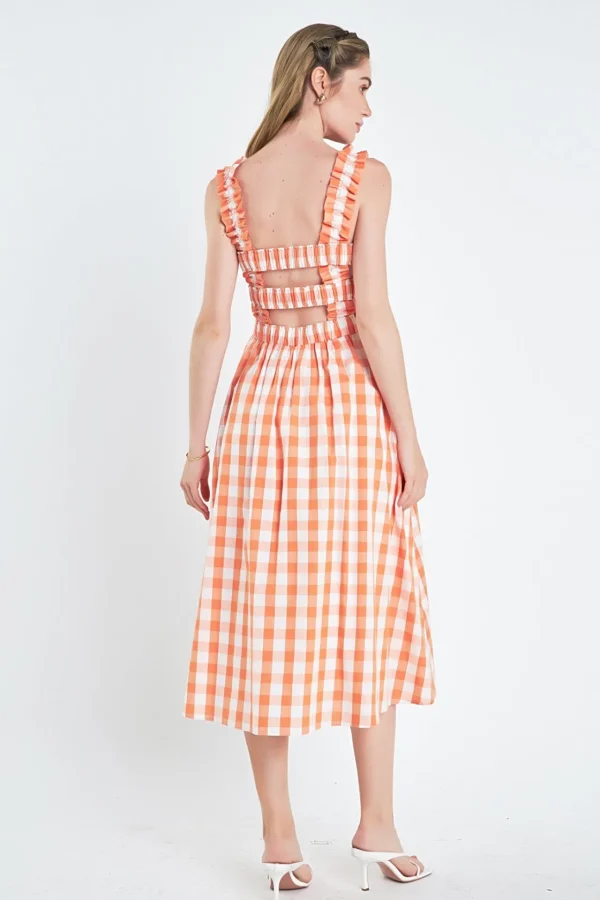 ENGLISH FACTORY Tops*- Check Print Smocked Dress