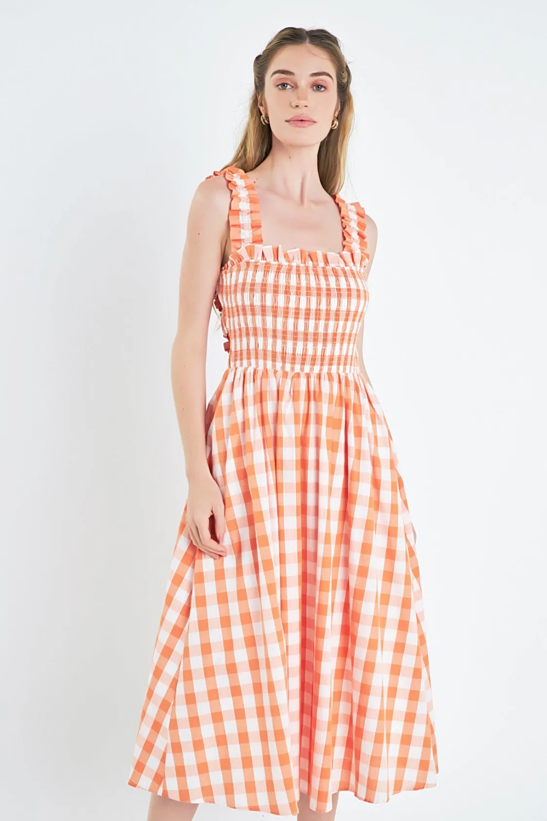 english_factory__check_pr_3-1.webp ENGLISH FACTORY Tops*- Check Print Smocked Dress