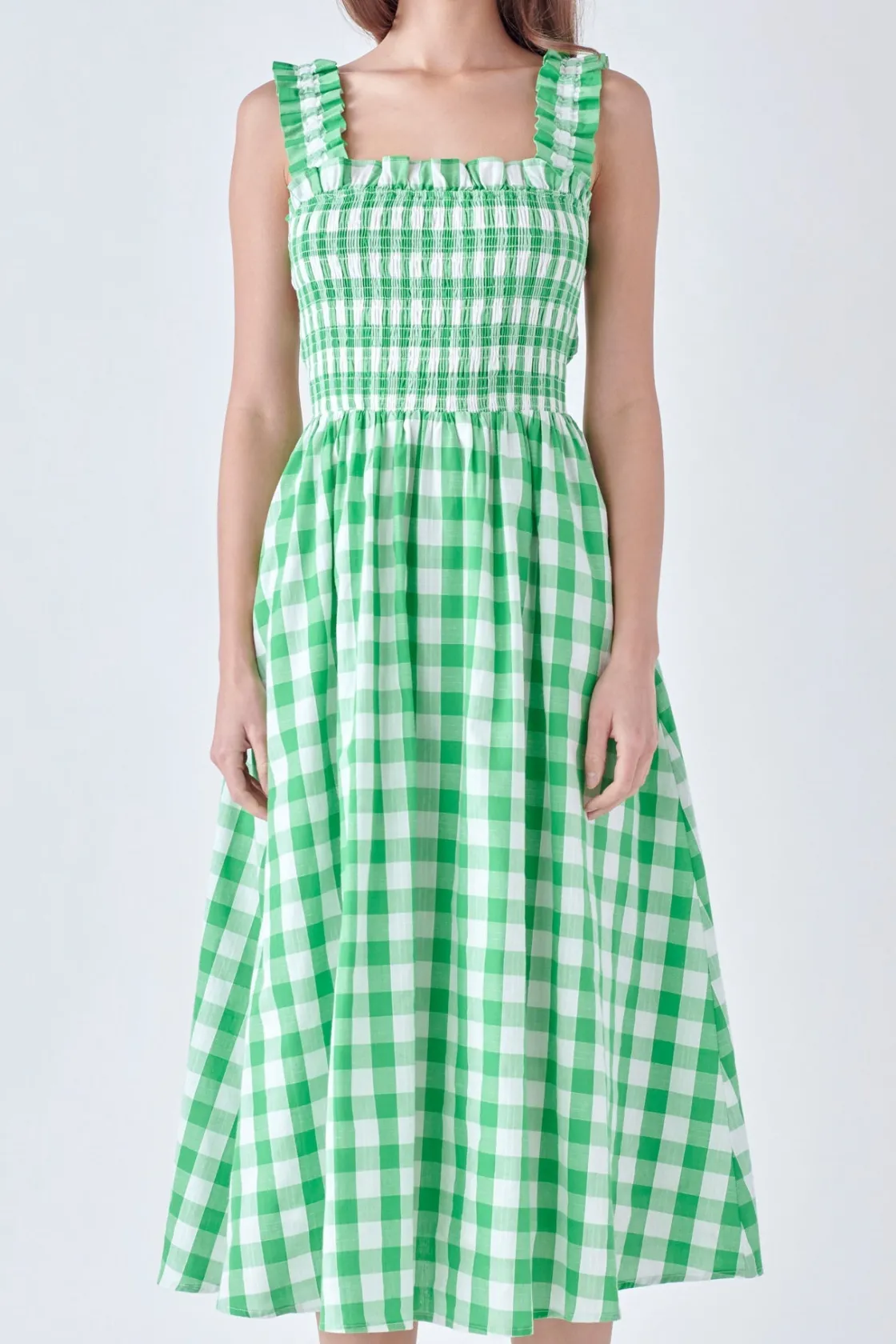 english_factory__check_pr_5-1.webp ENGLISH FACTORY Tops*- Check Print Smocked Dress