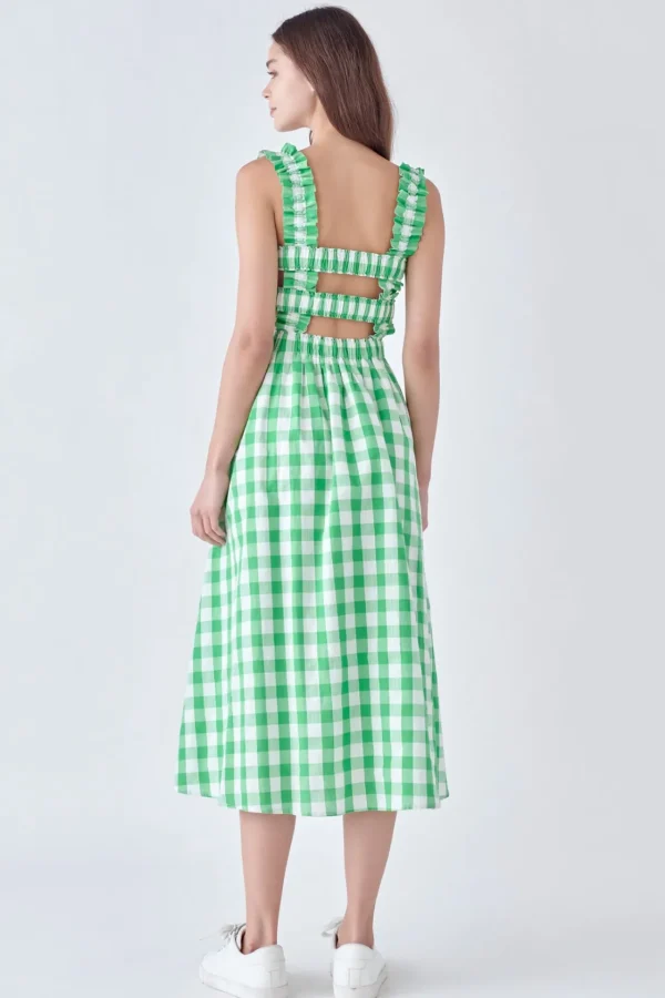 ENGLISH FACTORY Tops*- Check Print Smocked Dress