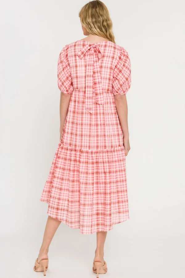 ENGLISH FACTORY Tops*- Check Print Midi Dress