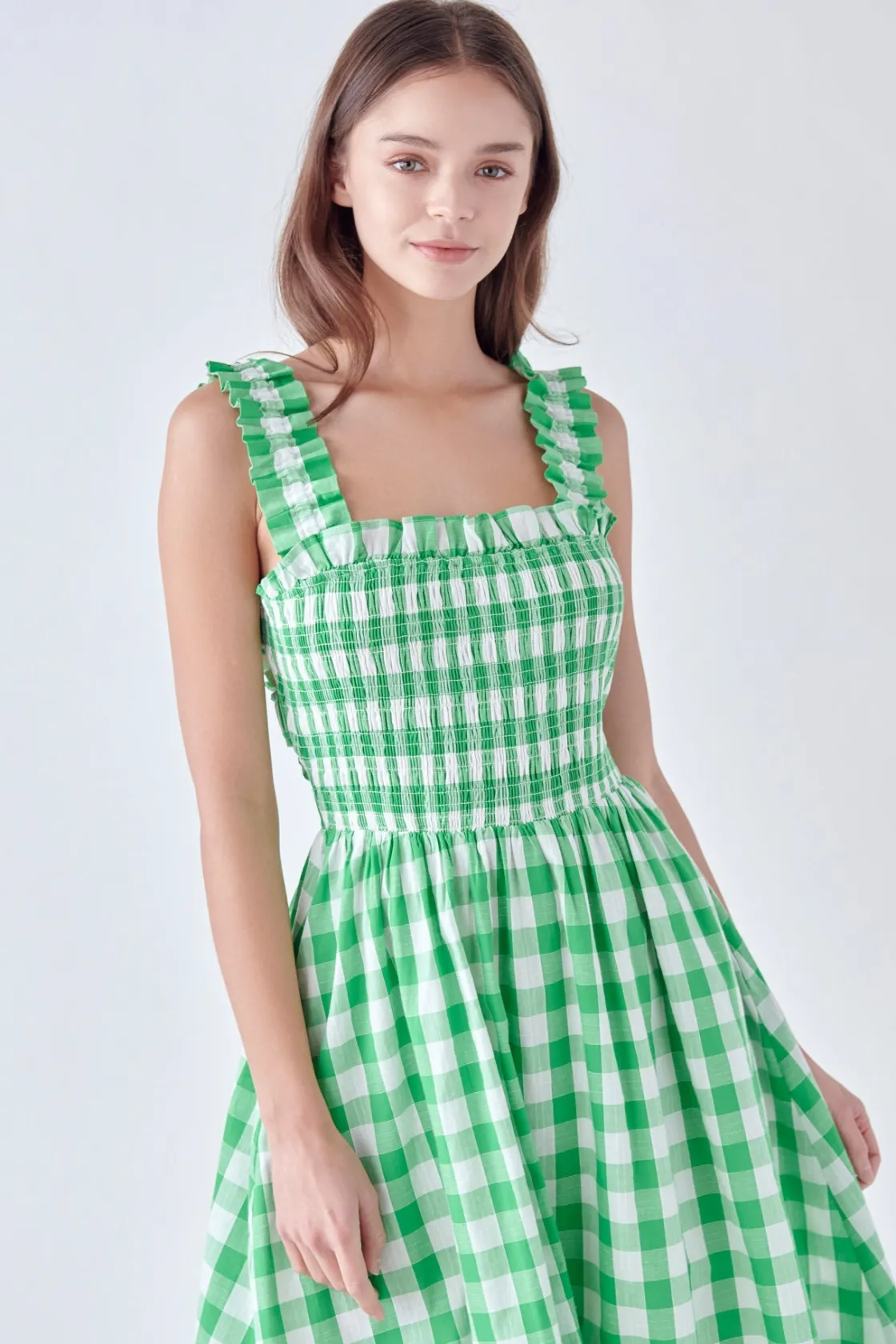 english_factory__check_pr_8-1.webp ENGLISH FACTORY Tops*- Check Print Smocked Dress