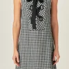 ENGLISH FACTORY Tops*- Check Sleeveless Grommet Mini Dress BLACK