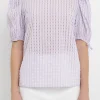 ENGLISH FACTORY Tops*- Checked Sheer Puff Sleeve Blouse