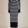 ENGLISH FACTORY Tops*- Collar Knit Midi Dress BLACK/OFFWHITE