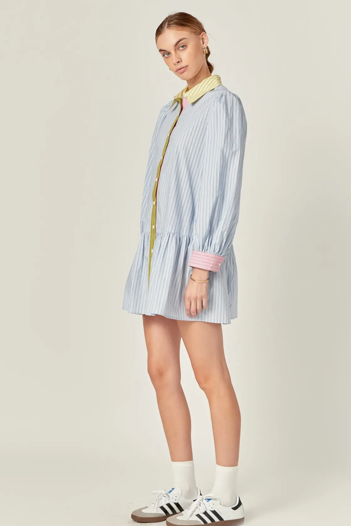 english_factory__color_bl_1.webp ENGLISH FACTORY Tops*- Color Block Stripe Mini Dress BLUEMULTI