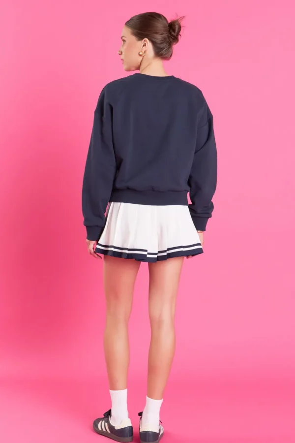 ENGLISH FACTORY Tops*- Color Block Pleated Skort WHITE/NAVY