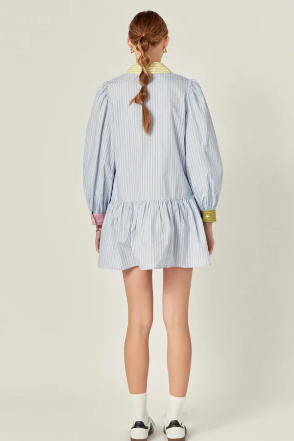 ENGLISH FACTORY Tops*- Color Block Stripe Mini Dress BLUEMULTI