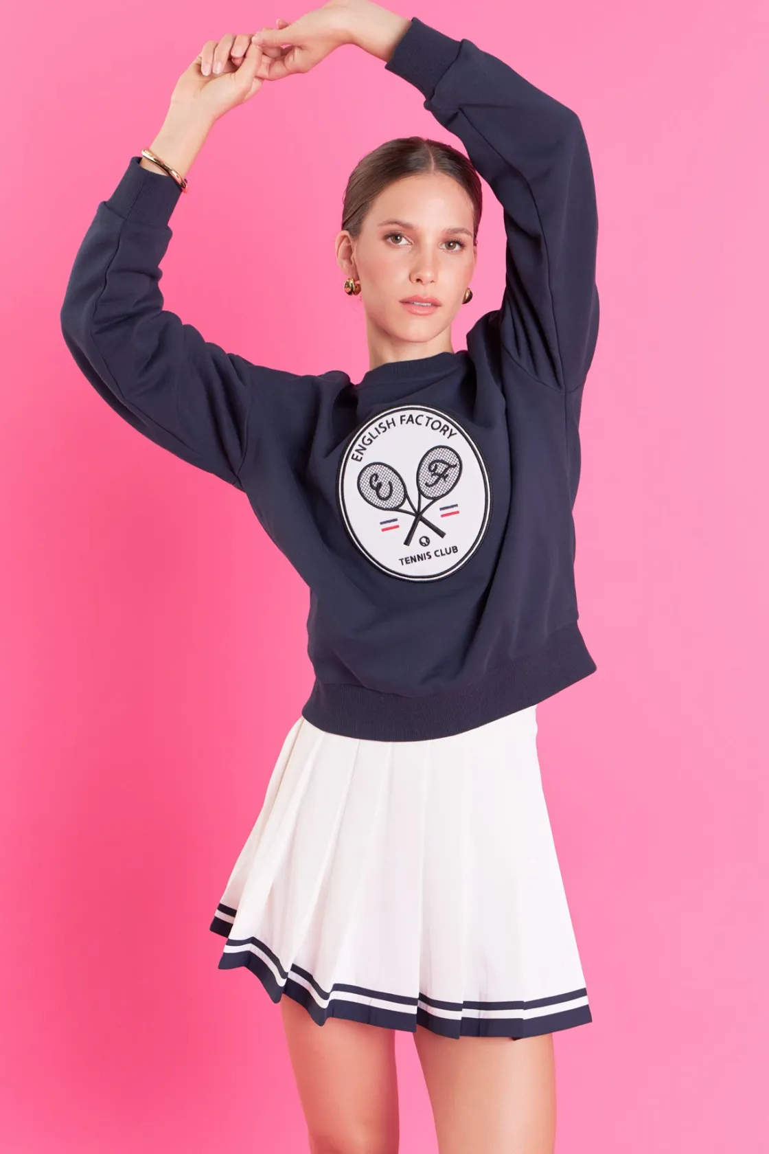 english_factory__color_bl_3-2.webp ENGLISH FACTORY Tops*- Color Block Pleated Skort WHITE/NAVY
