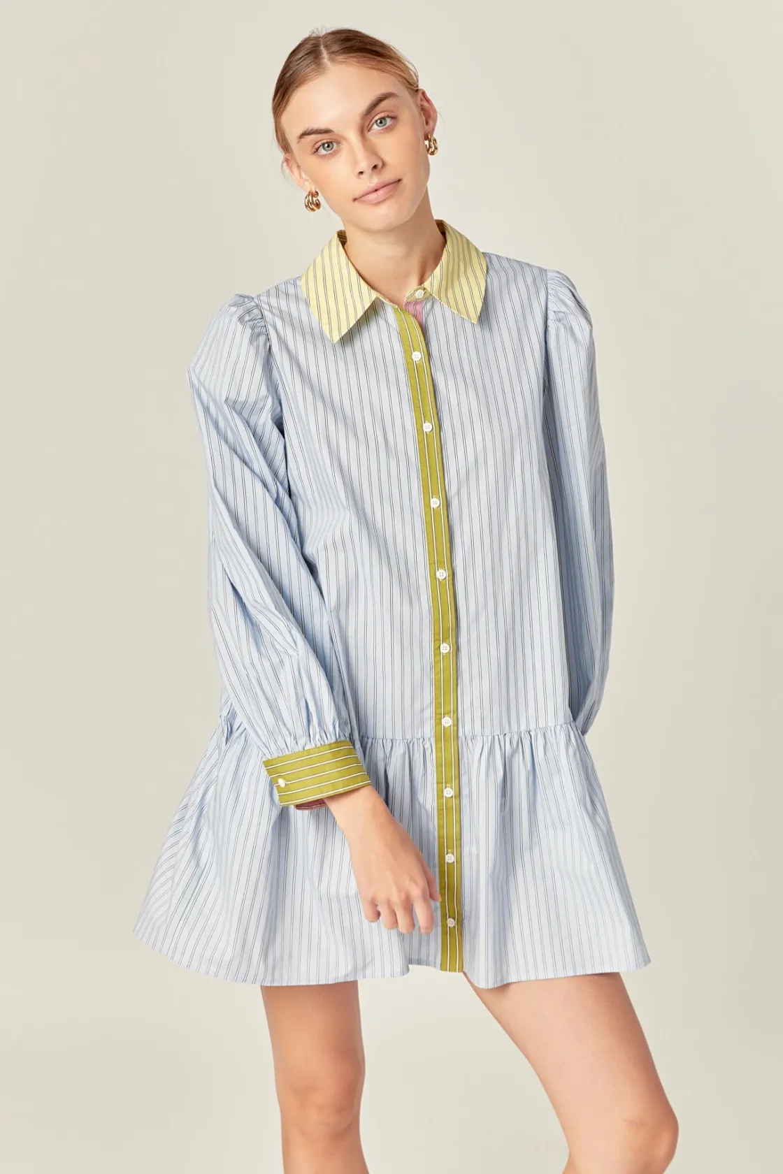 english_factory__color_bl_3.webp ENGLISH FACTORY Tops*- Color Block Stripe Mini Dress BLUEMULTI