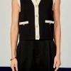 ENGLISH FACTORY Tops*- Colorblock Knit Vest BLACK