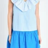 ENGLISH FACTORY Tops*- Colorblock Ruffled Shift Dress BLUE