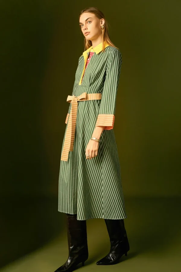 ENGLISH FACTORY Tops*- Colorblock Detail Shirt Dress GREENMULTI