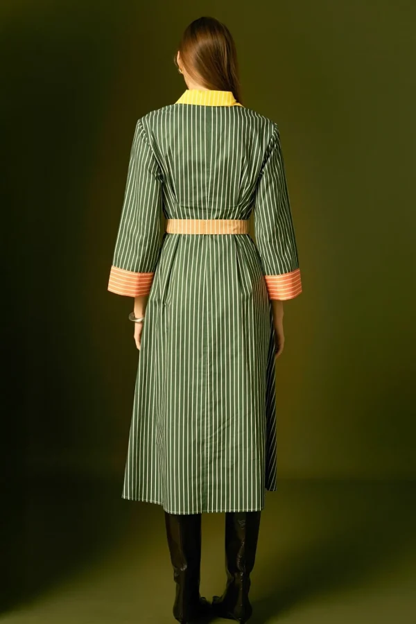 ENGLISH FACTORY Tops*- Colorblock Detail Shirt Dress GREENMULTI