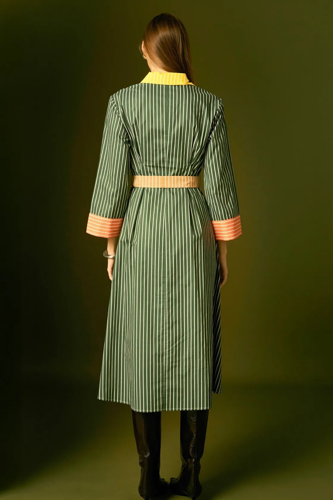 english_factory__colorblo_2-1.webp ENGLISH FACTORY Tops*- Colorblock Detail Shirt Dress GREENMULTI