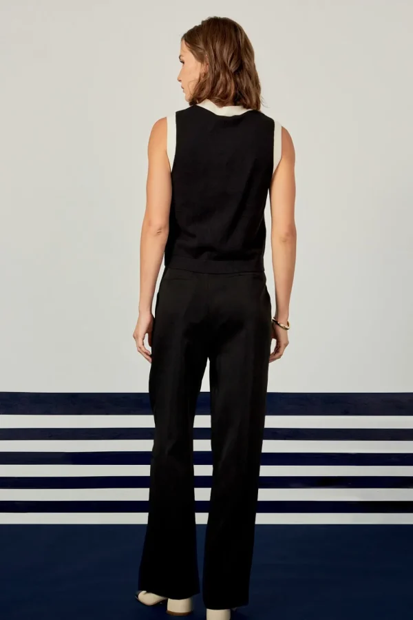 ENGLISH FACTORY Tops*- Colorblock Knit Vest BLACK