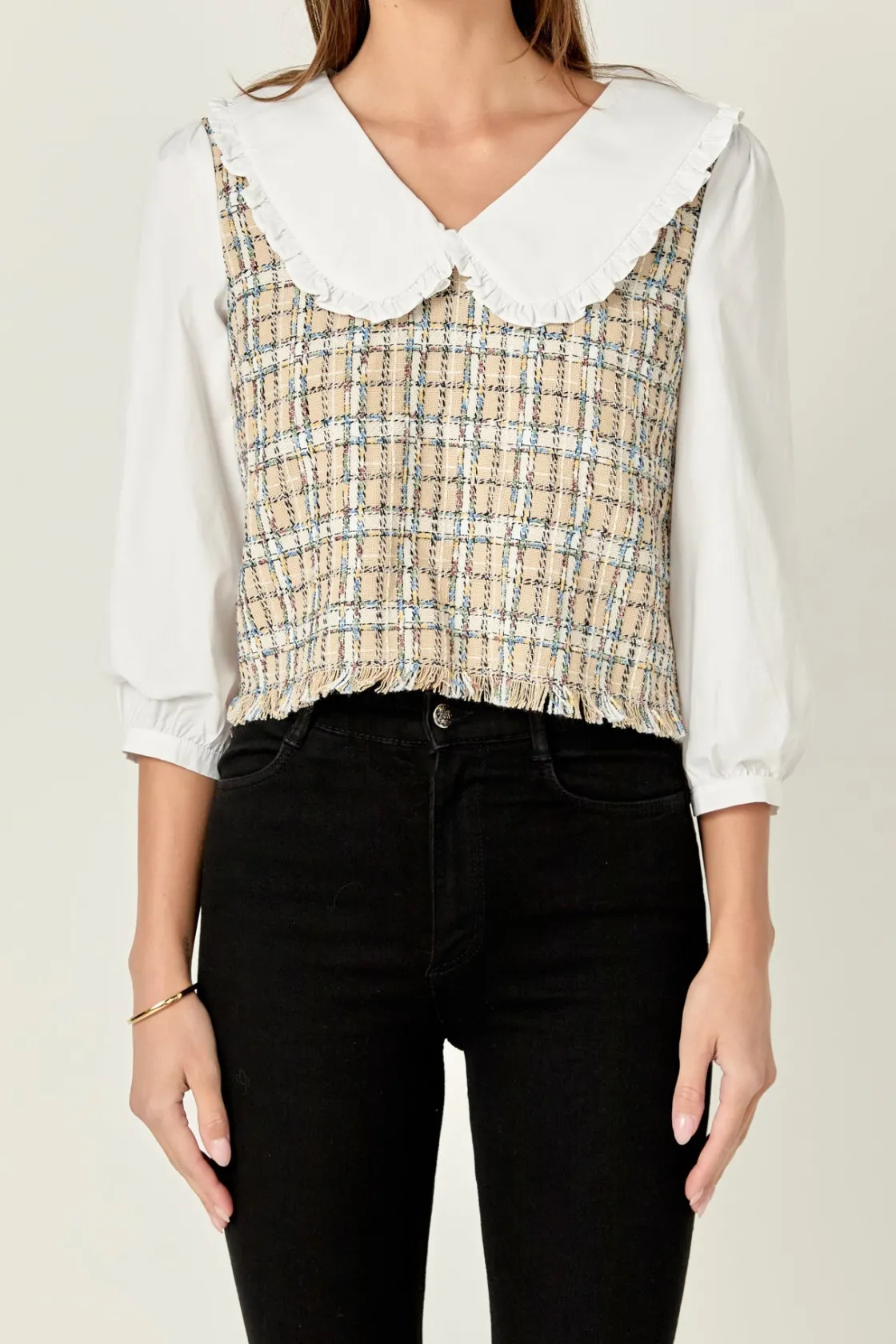 english_factory__combinat_0.webp ENGLISH FACTORY Tops*- Combination Blouse BEIGE