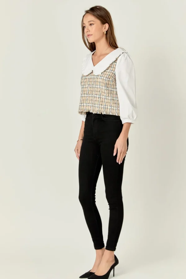 ENGLISH FACTORY Tops*- Combination Blouse BEIGE