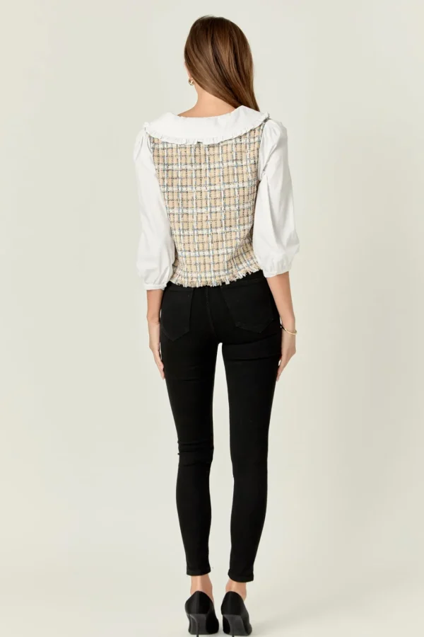 ENGLISH FACTORY Tops*- Combination Blouse BEIGE